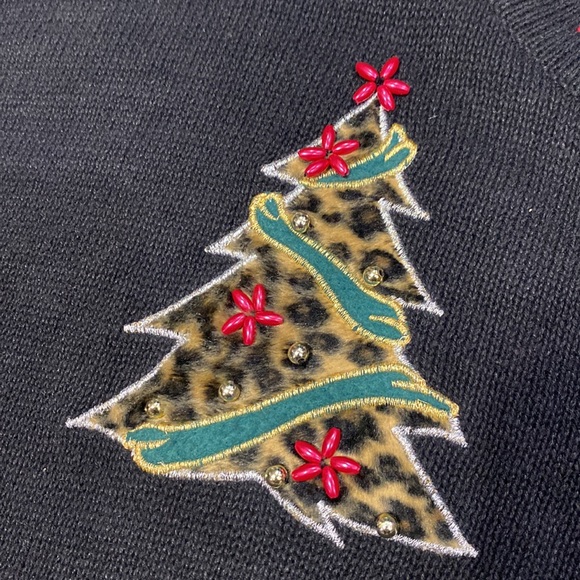 Victoria Jones women holiday Christmas cardigan sweater black size 2X - Picture 9 of 16